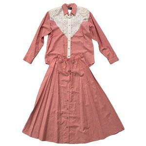 Vintage 90s Wildfire Western Rodeo Shirt And Skirt Set Size L Top M Bottom